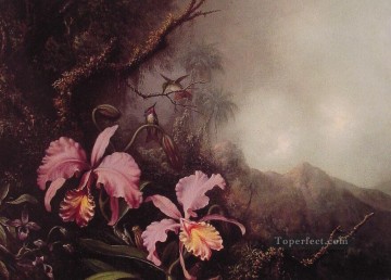山の風景の中に 2 つの蘭 ロマンチックな花 マーティン ジョンソン ヘッド Oil Paintings